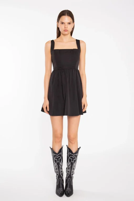Glamorous Graduation|Day Dresses|Black Corset Skater Mini-Dress -