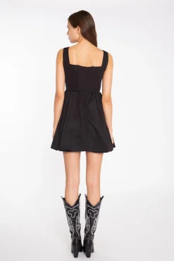 Glamorous Graduation|Day Dresses|Black Corset Skater Mini-Dress -