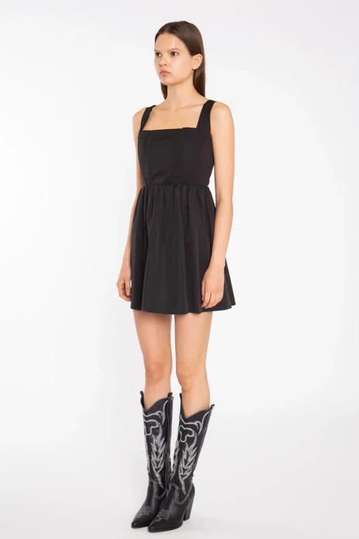 Glamorous Graduation|Day Dresses|Black Corset Skater Mini-Dress -