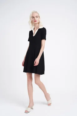 Glamorous Mini Dresses|Mini Dresses|Black Cream Collared Mini-Dress -