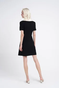 Glamorous Mini Dresses|Mini Dresses|Black Cream Collared Mini-Dress -