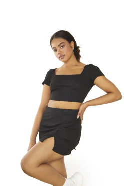 Glamorous Crops, Corsets & Bodysuits|Black Cross-Cross Back Crop-Top -
