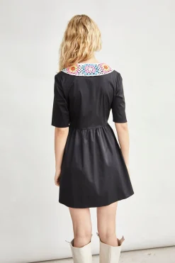 Glamorous Day Dresses|Mini Dresses|Black Crotchet Collar Mini Dress -
