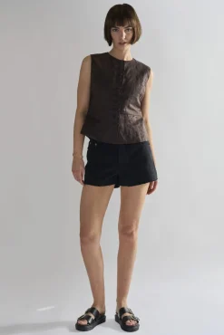 Glamorous Woven Shorts|Black Cut-Off-Frayed Shorts -