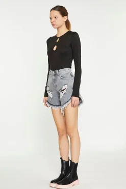 Glamorous Crops, Corsets & Bodysuits|Black Cut-Out Long Sleeve Bodysuit -