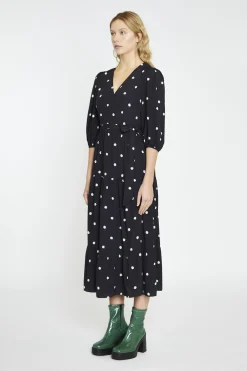 Glamorous Midi & Midaxi Dresses|Midi & Midaxi Dresses|Black Daisy V-Neck Wrap Midi-Dress -