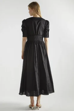 Glamorous Midi & Midaxi Dresses|Midi & Midaxi Dresses|Black Deep-V-Neck-Skater Midi-Dress -