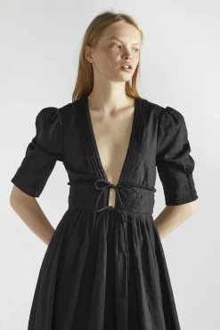 Glamorous Midi & Midaxi Dresses|Midi & Midaxi Dresses|Black Deep-V-Neck-Skater Midi-Dress -