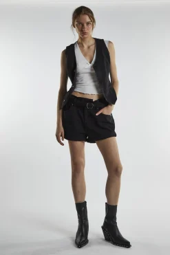Glamorous Denim Shorts|Black Denim Belted Shorts -