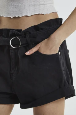 Glamorous Denim Shorts|Black Denim Belted Shorts -