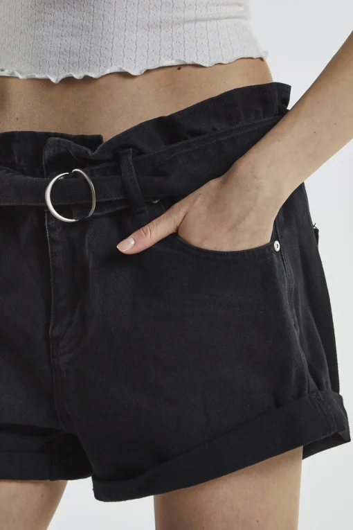 Glamorous Denim Shorts|Black Denim Belted Shorts -