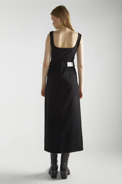 Glamorous Denim Skirts|Maxi Skirts|Black Denim Centre-Split Maxi-Skirt -