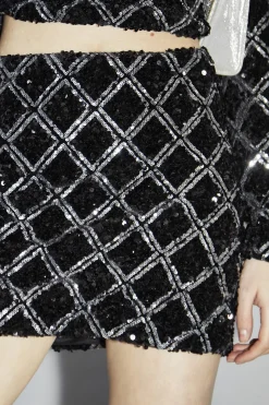 Glamorous Going Out Skirts|Co-ords|Black Diamond-Sequin Mini-Skirt -