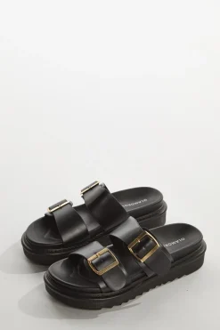 Glamorous Sandals|Black Double-Strap Sandals -