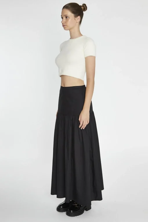 Glamorous Maxi Skirts|Black Dropped Waist Maxi-Skirt -