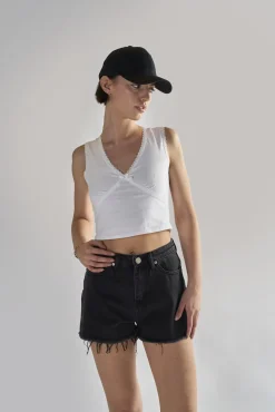 Glamorous Denim Shorts|Black Frayed Hems Denim Shorts -