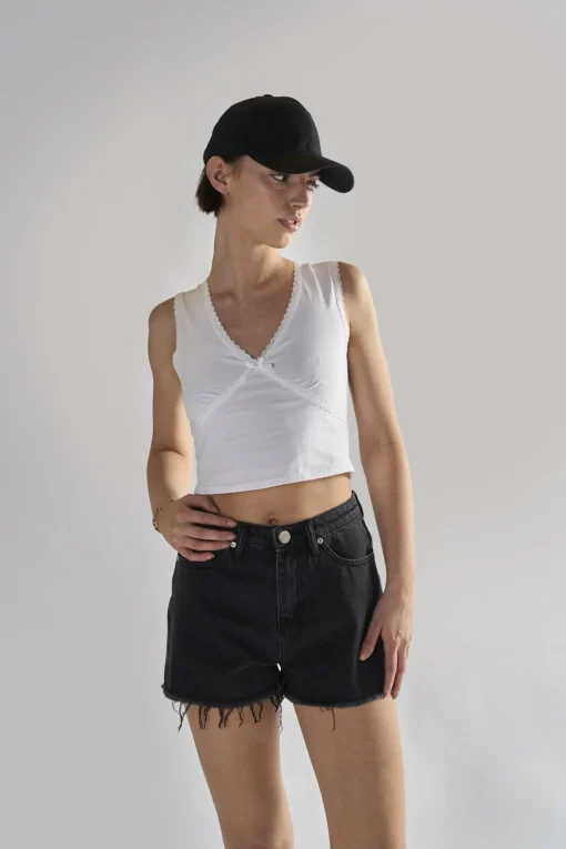 Glamorous Denim Shorts|Black Frayed Hems Denim Shorts -