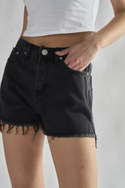 Glamorous Denim Shorts|Black Frayed Hems Denim Shorts -