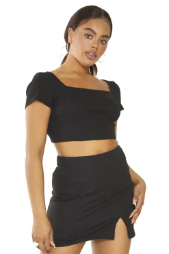 Glamorous Mini Skirts|Black Front Split Mini-Skirt -
