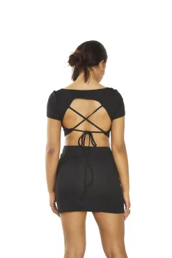 Glamorous Mini Skirts|Black Front Split Mini-Skirt -