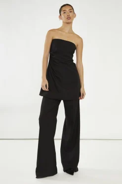 Glamorous Going Out Tops|Glamorous Studio|Black Gathered Waist Longline-Top -