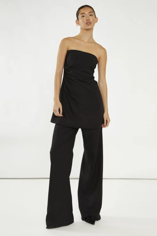 Glamorous Going Out Tops|Glamorous Studio|Black Gathered Waist Longline-Top -