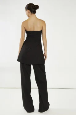 Glamorous Going Out Tops|Glamorous Studio|Black Gathered Waist Longline-Top -