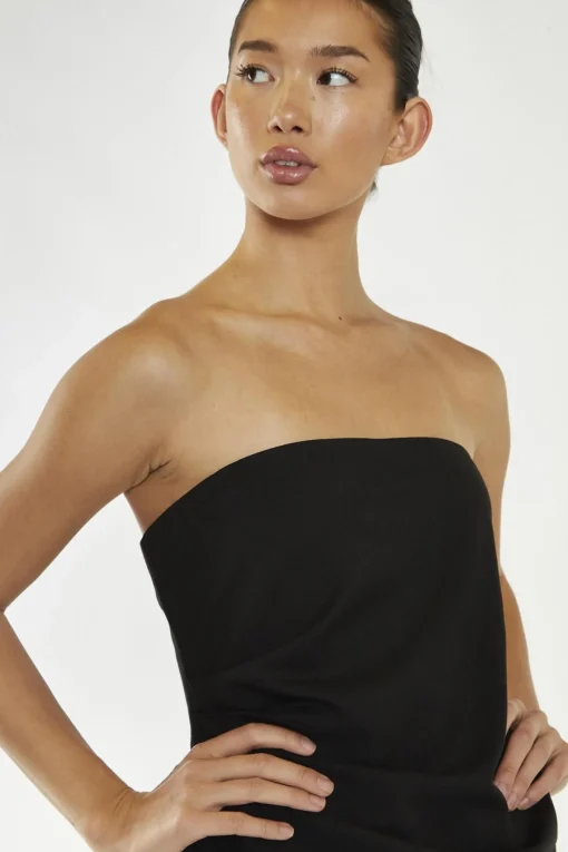 Glamorous Going Out Tops|Glamorous Studio|Black Gathered Waist Longline-Top -