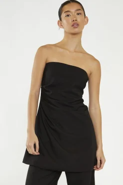 Glamorous Going Out Tops|Glamorous Studio|Black Gathered Waist Longline-Top -