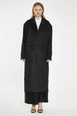 Glamorous Longline Coats|Coats|Black Herringbone Oversized Longline-Coat -