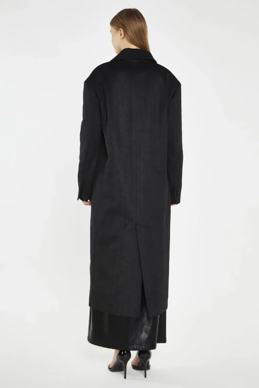 Glamorous Longline Coats|Coats|Black Herringbone Oversized Longline-Coat -
