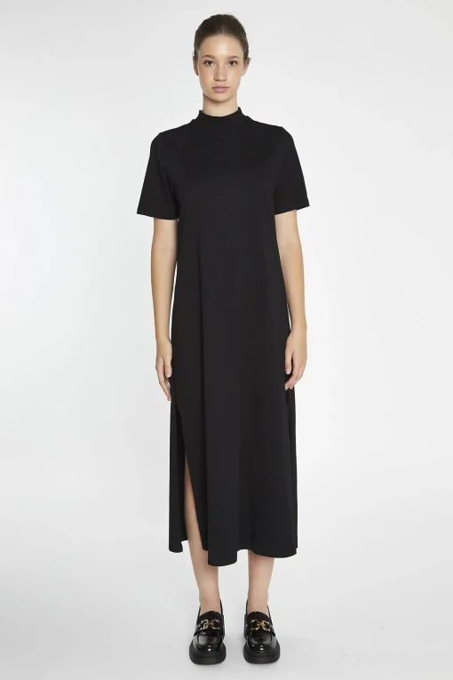 Glamorous Day Dresses|Midi & Midaxi Dresses|Black High-Neck T-Shirt Midi-Dress -