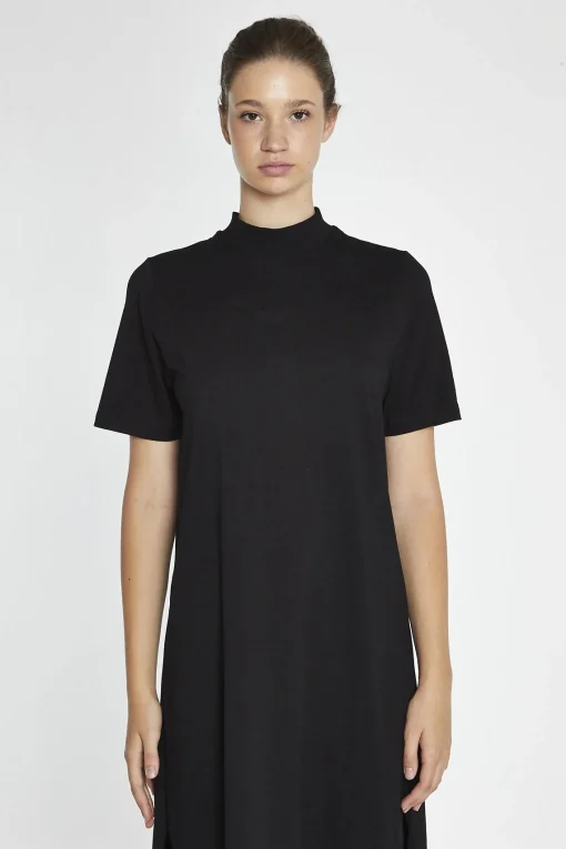Glamorous Day Dresses|Midi & Midaxi Dresses|Black High-Neck T-Shirt Midi-Dress -