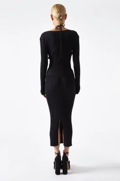 Glamorous Workwear|Go To Partywear|Black High-Waist Knit Midaxi-Skirt -