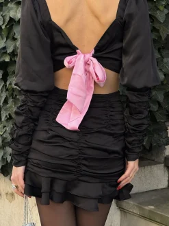 Glamorous Going Out Skirts|Co-ords|Black Kaitlyn Co-ord Ruched Mini-Skirt -
