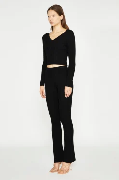 Glamorous Jet Setter|Flares|Black Knitted Flared Trousers -