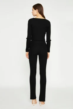 Glamorous Jet Setter|Flares|Black Knitted Flared Trousers -