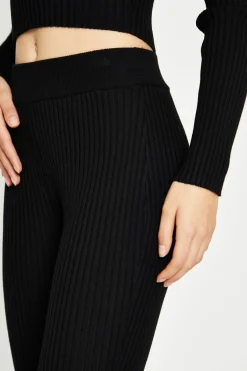 Glamorous Jet Setter|Flares|Black Knitted Flared Trousers -