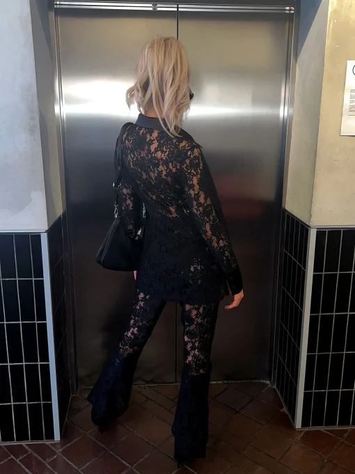 Glamorous Go To Partywear|Black Lace Longline-Shirt -