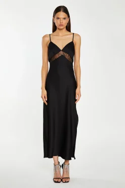 Glamorous Workwear|Best Dressed Guest|Black Lace Trim Cami Midaxi-Dress -