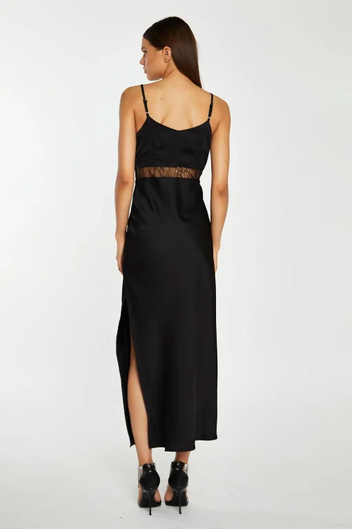 Glamorous Workwear|Best Dressed Guest|Black Lace Trim Cami Midaxi-Dress -