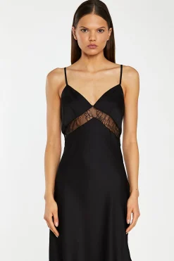 Glamorous Workwear|Best Dressed Guest|Black Lace Trim Cami Midaxi-Dress -