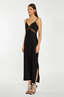 Glamorous Workwear|Best Dressed Guest|Black Lace Trim Cami Midaxi-Dress -