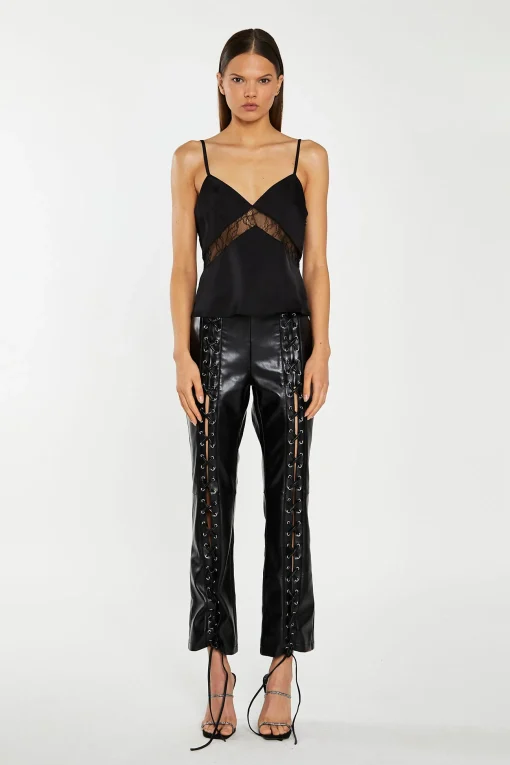 Glamorous Workwear|Go To Partywear|Black Lace Trim Camisole Top -