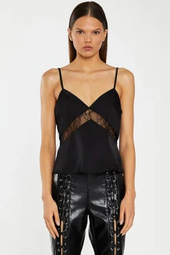 Glamorous Workwear|Go To Partywear|Black Lace Trim Camisole Top -