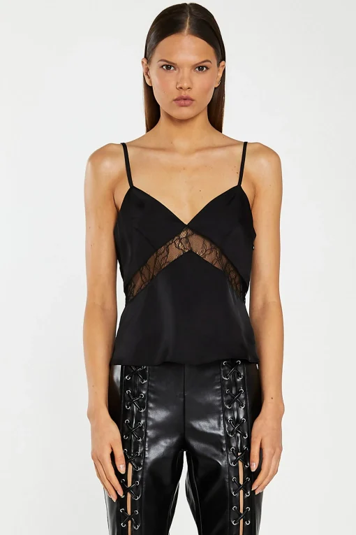 Glamorous Workwear|Go To Partywear|Black Lace Trim Camisole Top -