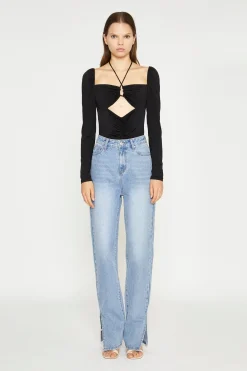 Glamorous Best Dressed Guest|Workwear|Black Long Sleeve Cut-Out -Bodysuit -