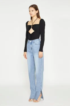 Glamorous Best Dressed Guest|Workwear|Black Long Sleeve Cut-Out -Bodysuit -