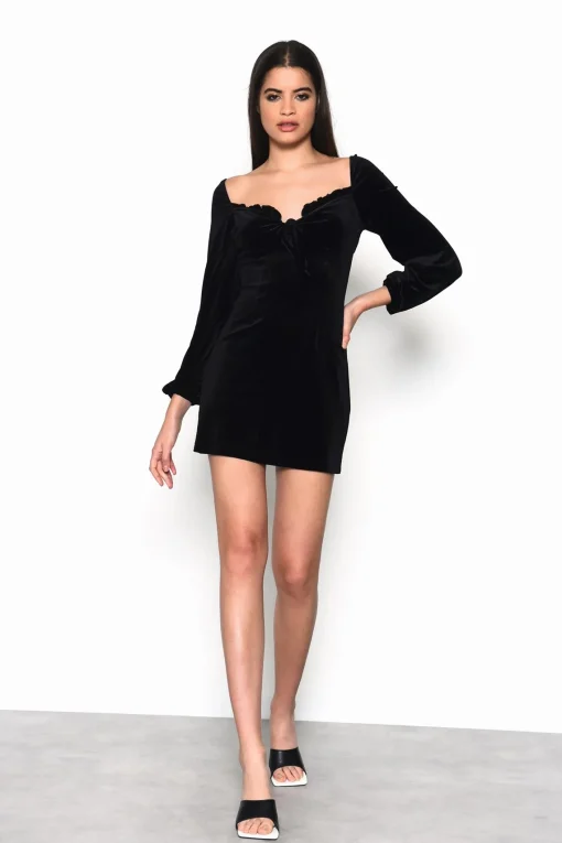 Glamorous Mini Dresses|Mini Dresses|Black Long-Sleeve Mini-Dress -