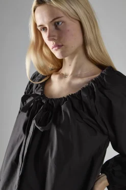 Glamorous Day Dresses|Mini Dresses|Black Long-Sleeve Tie Detail Mini-Dress -